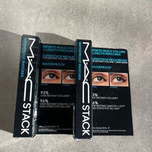 Brand New MAC Cosmetics Stack Waterproof Black Mascara Quantity of Two